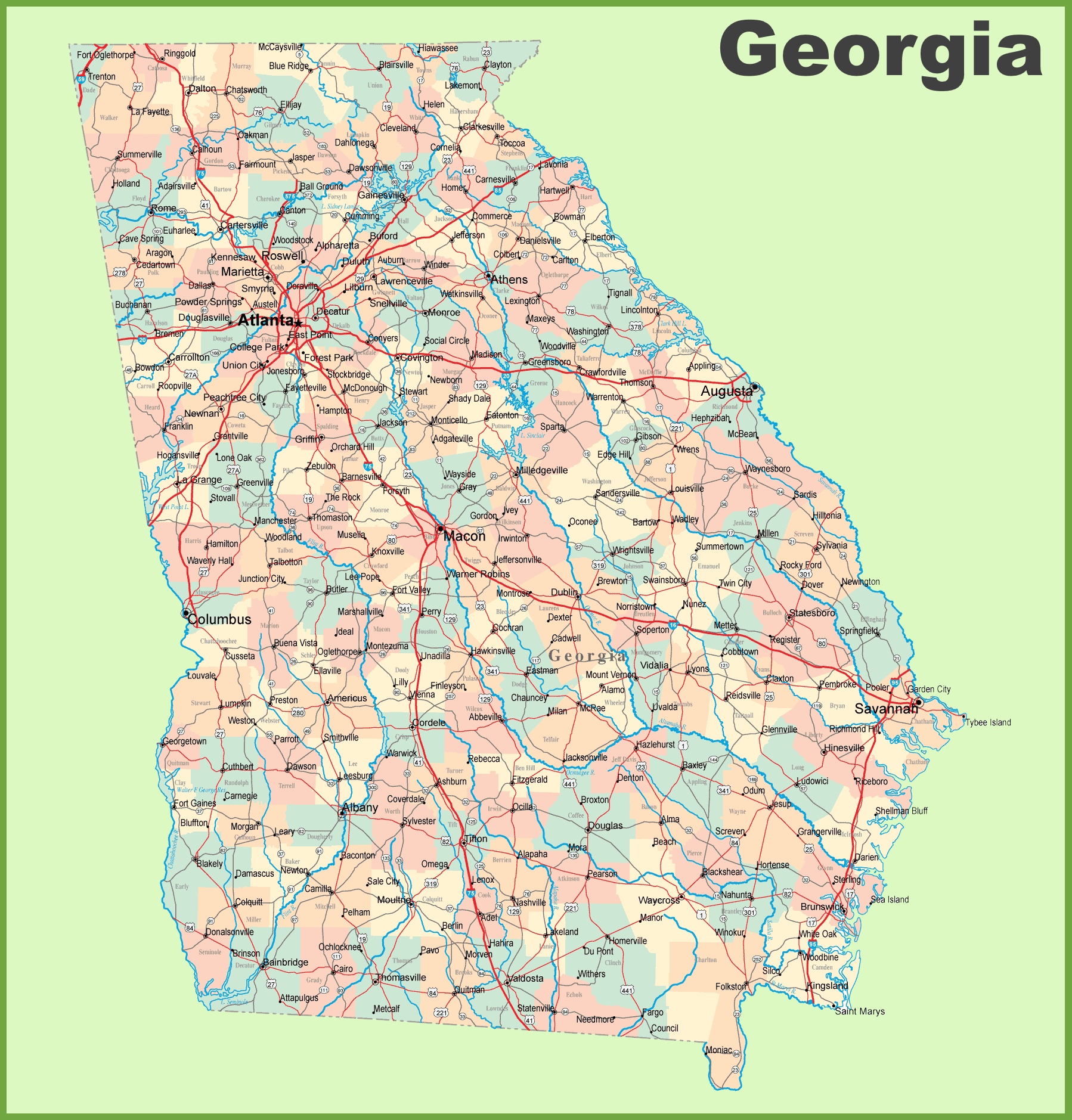Map Of Cities Near Atlanta Ga 