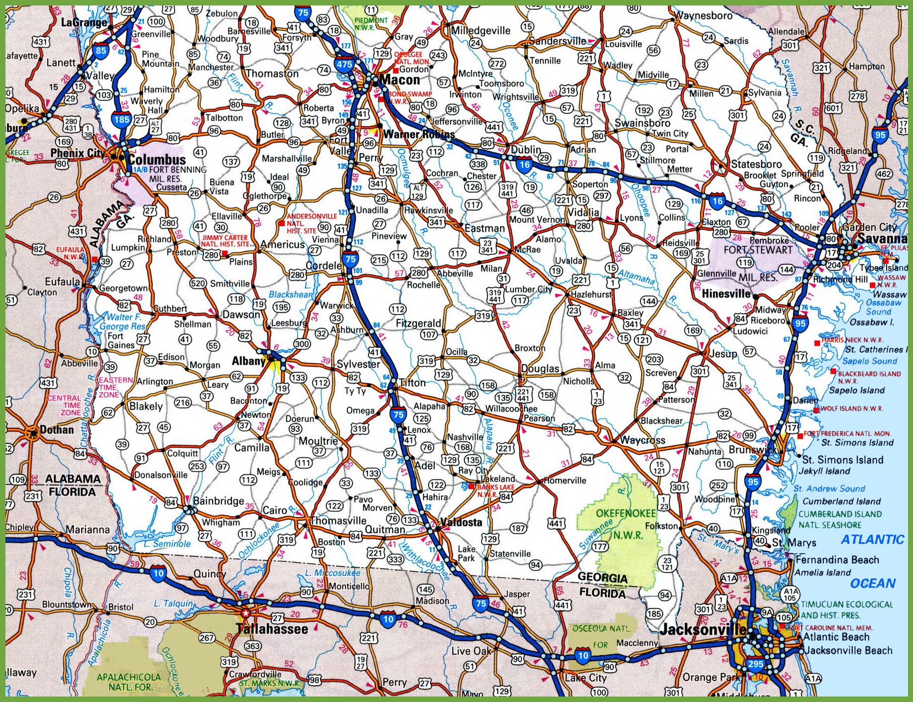 Map Of South Georgia Map Of Southern Georgia