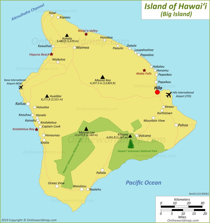 Map of Island of Hawaiʻi