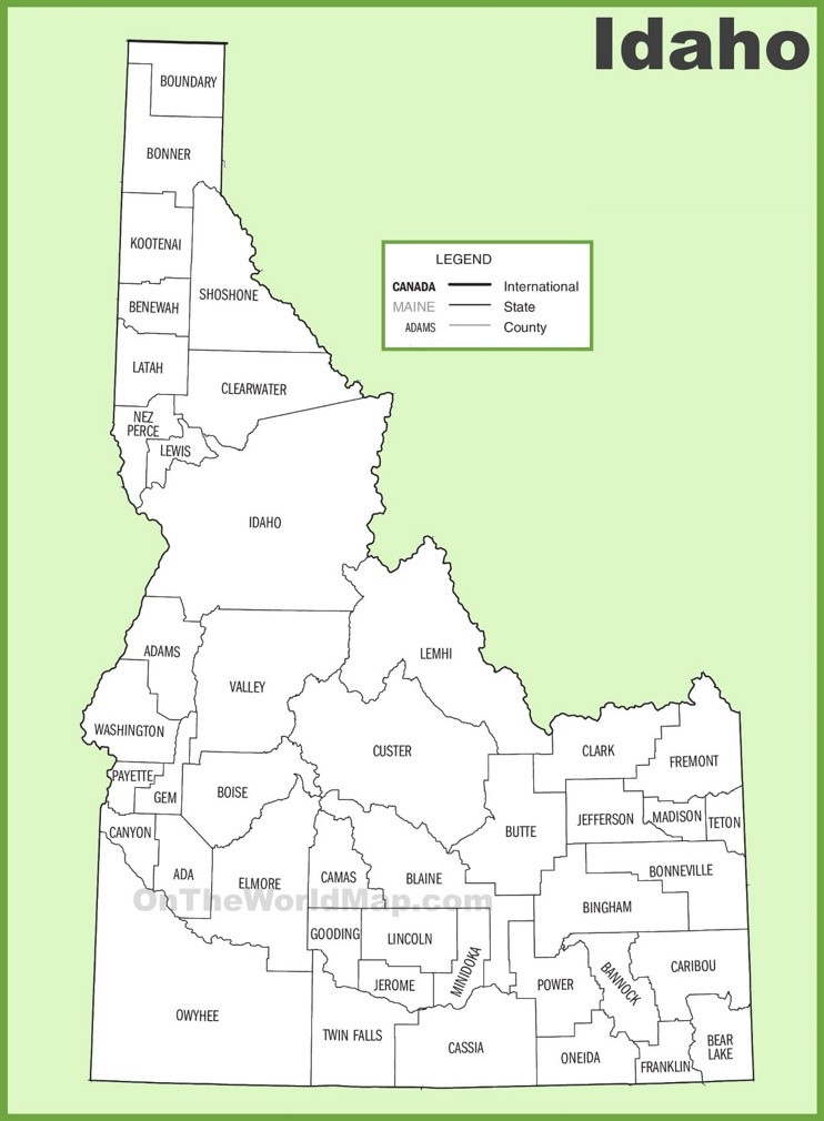 Idaho county map