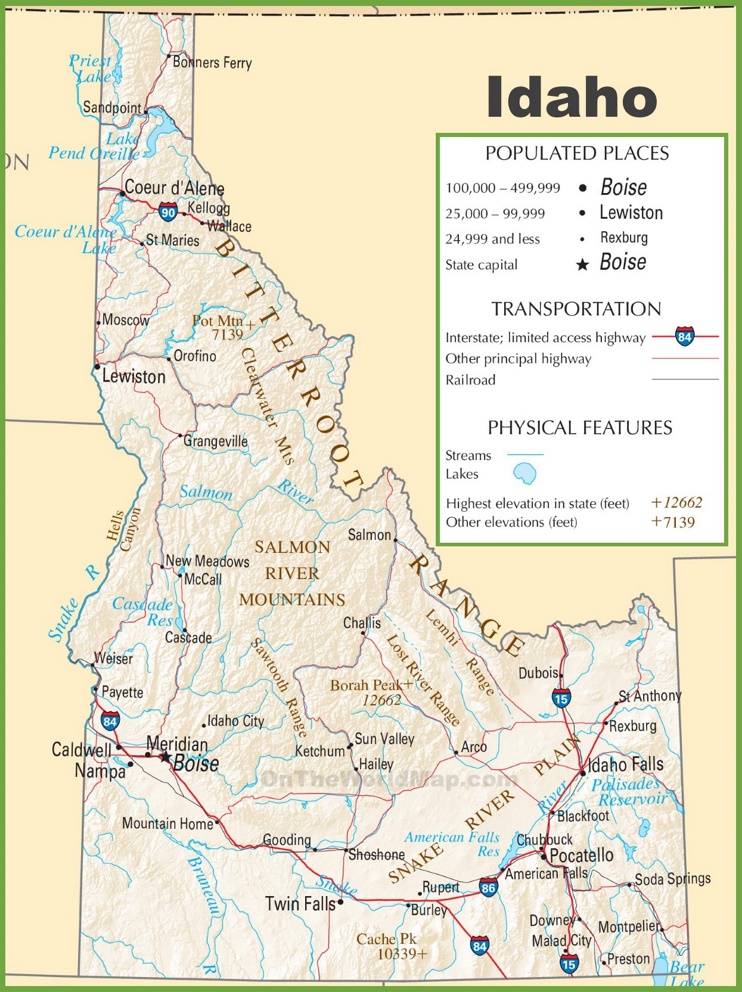 Idaho Highway Map