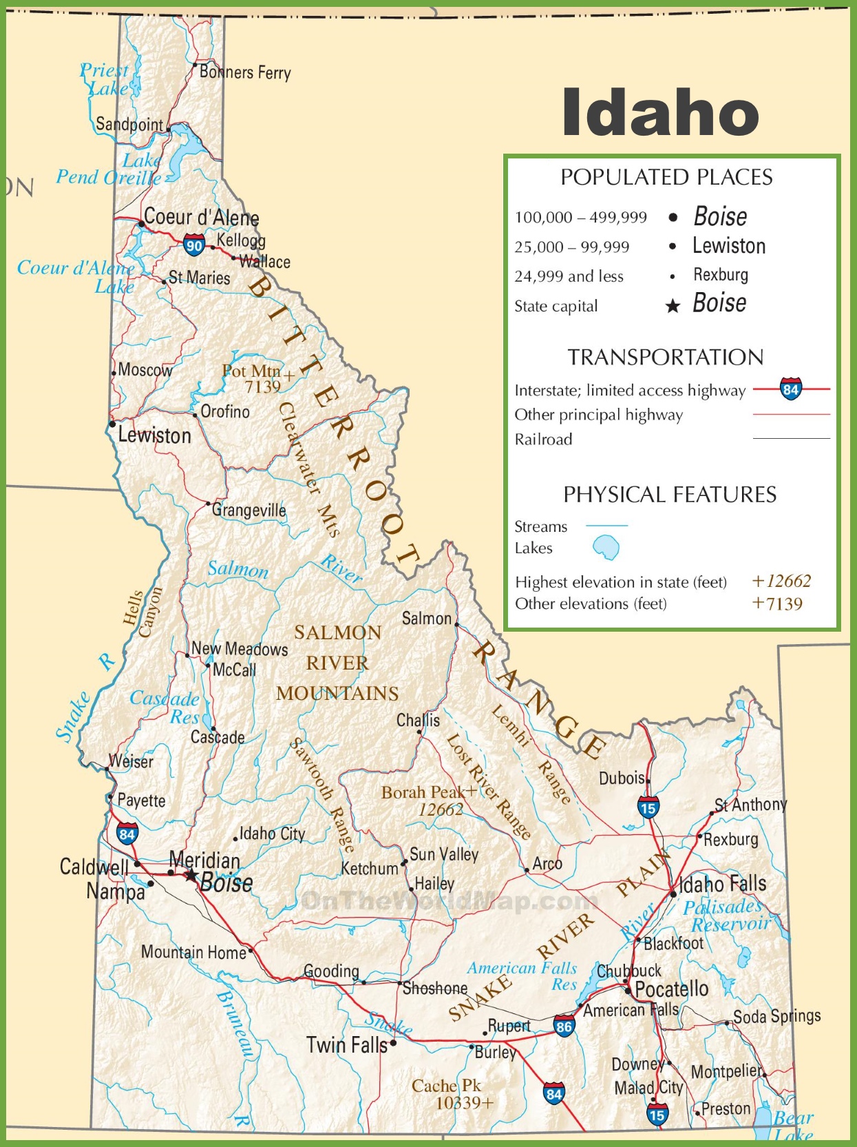 Idaho County Map With Roads Idaho Highway Map