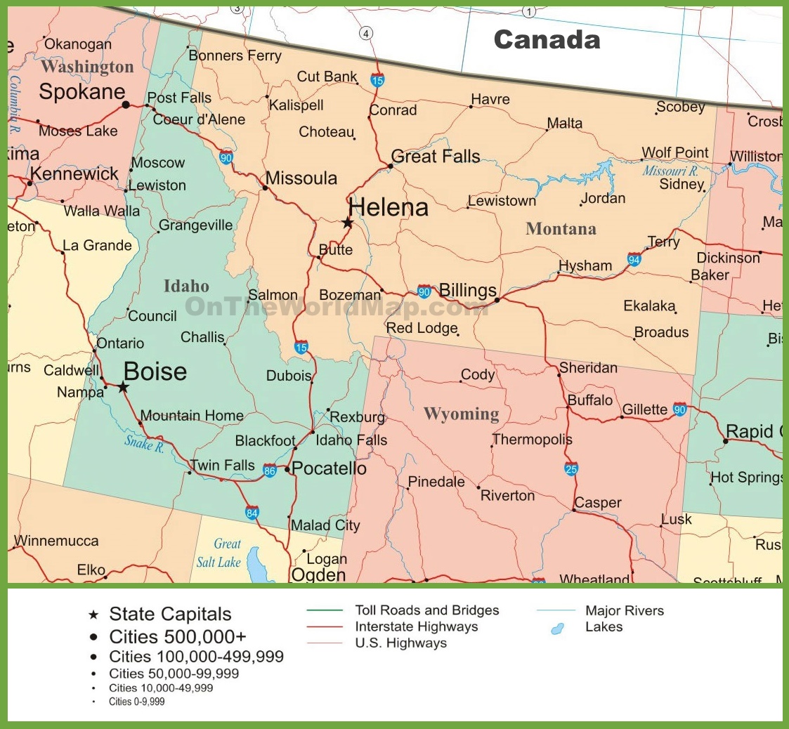 Map of Idaho and Montana