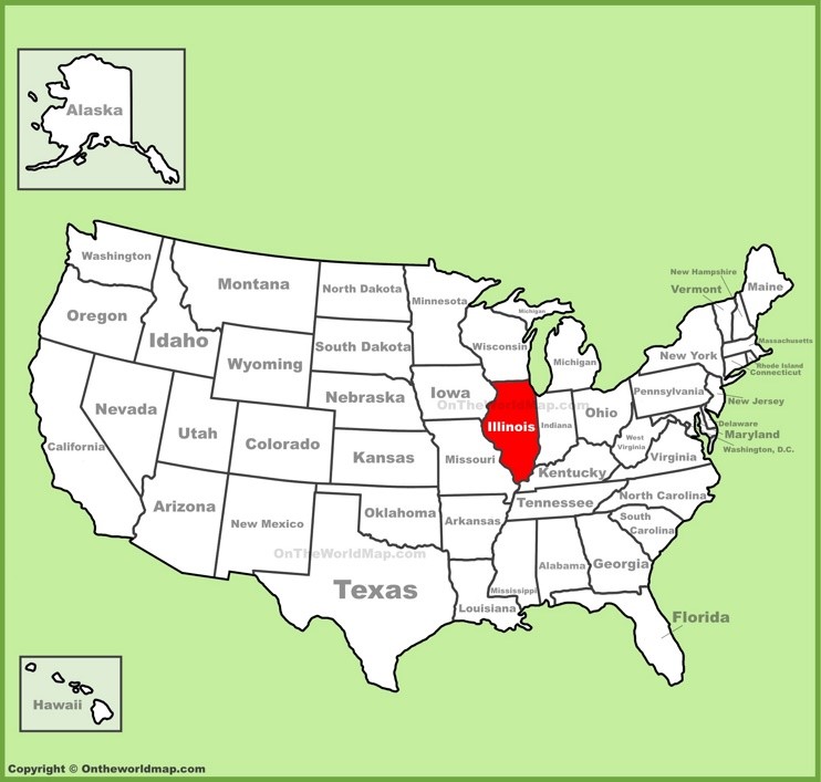 Illinois location on the U.S. Map