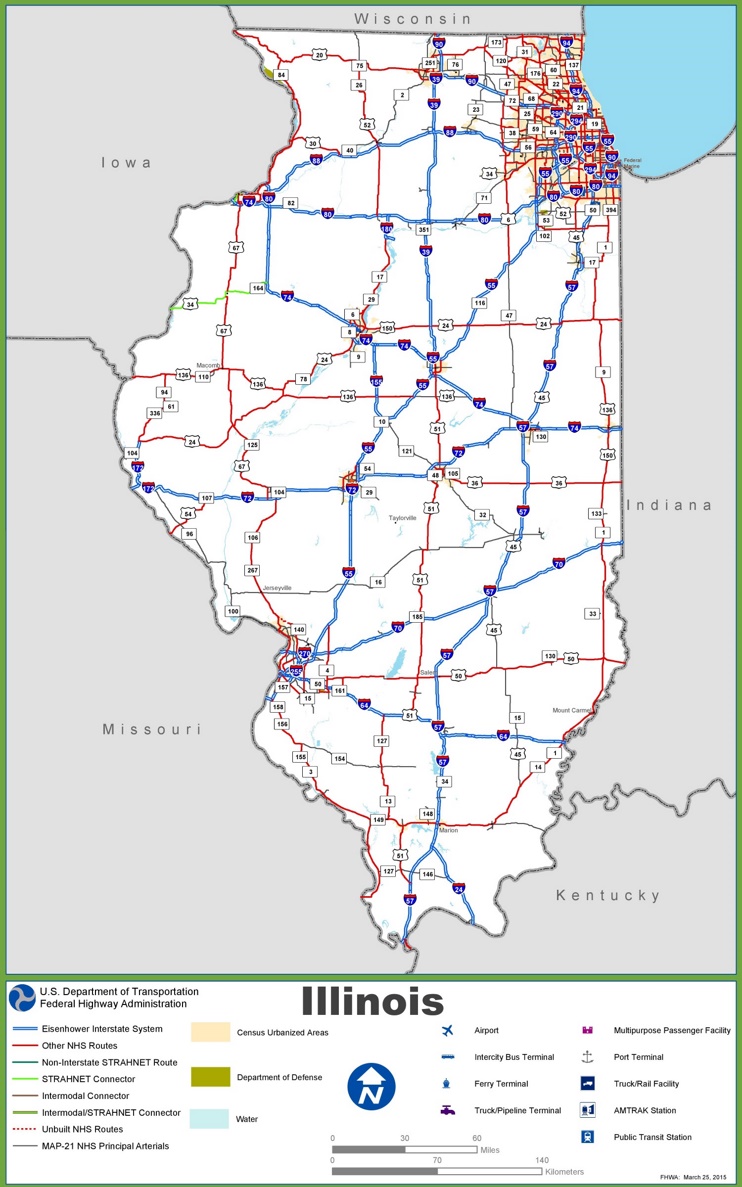 Illinois Road Map Max 