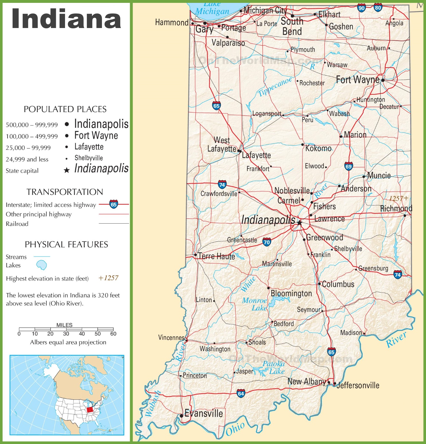 Road Map Of Southern Indiana Indiana Highway Map