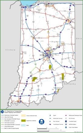 Indiana interstate map