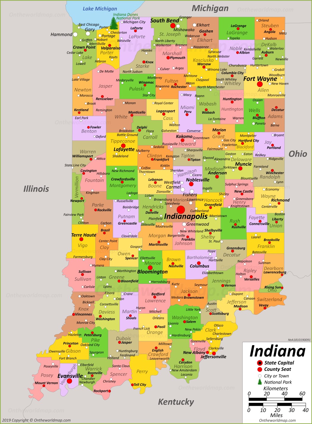 Indiana State Map | USA | Maps of Indiana (IN)