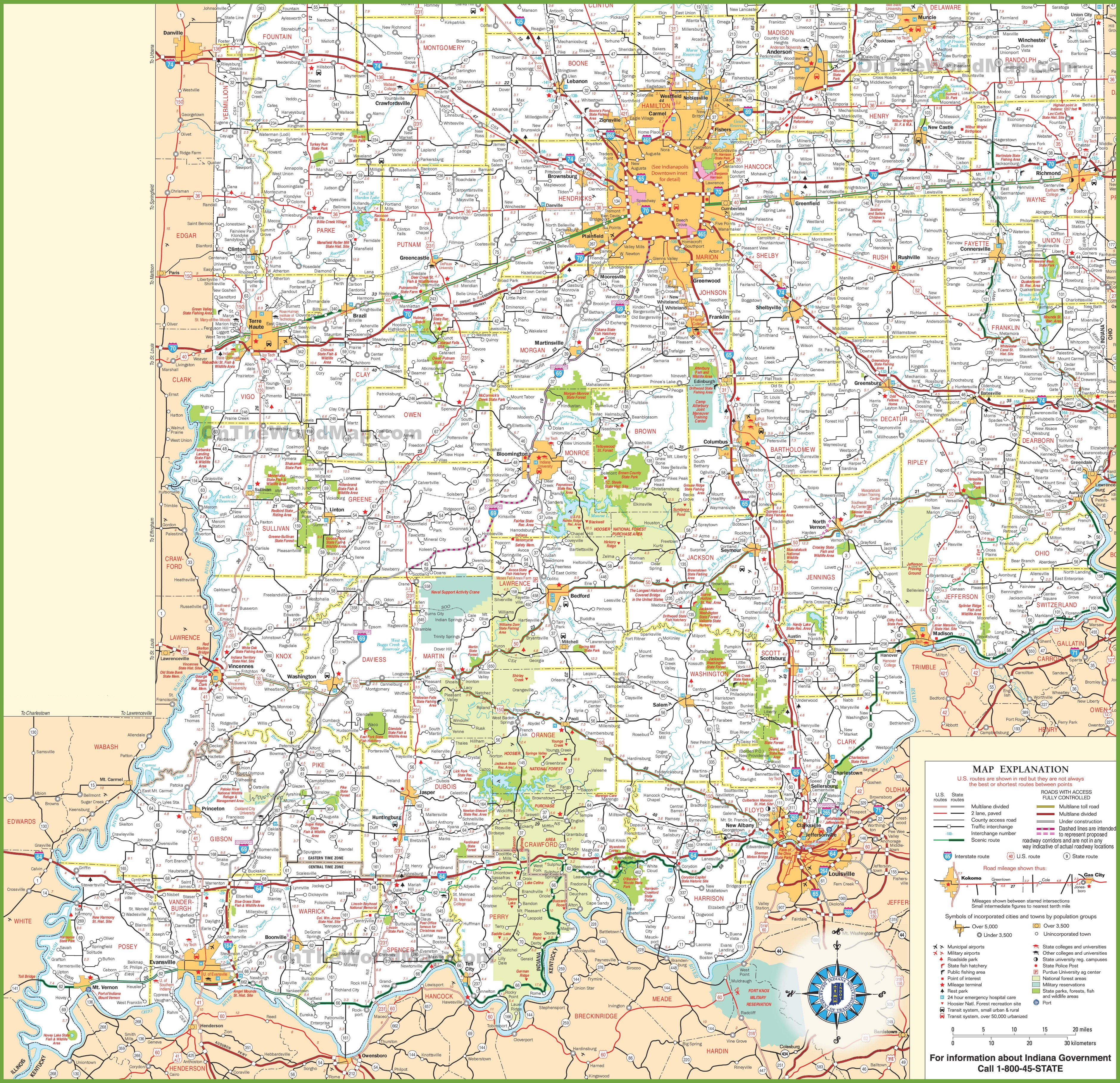 Indiana Road Map 2020 Map Of Southern Indiana