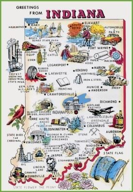 Pictorial travel map of Indiana