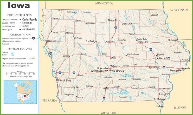 Iowa highway map