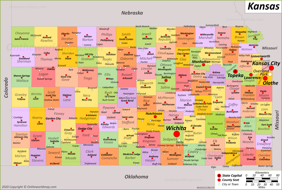 Kansas State Map | USA | Maps of Kansas (KS)