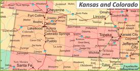 Map of Kansas and Colorado