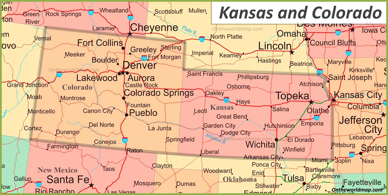 Map Of Kansas And Colorado 