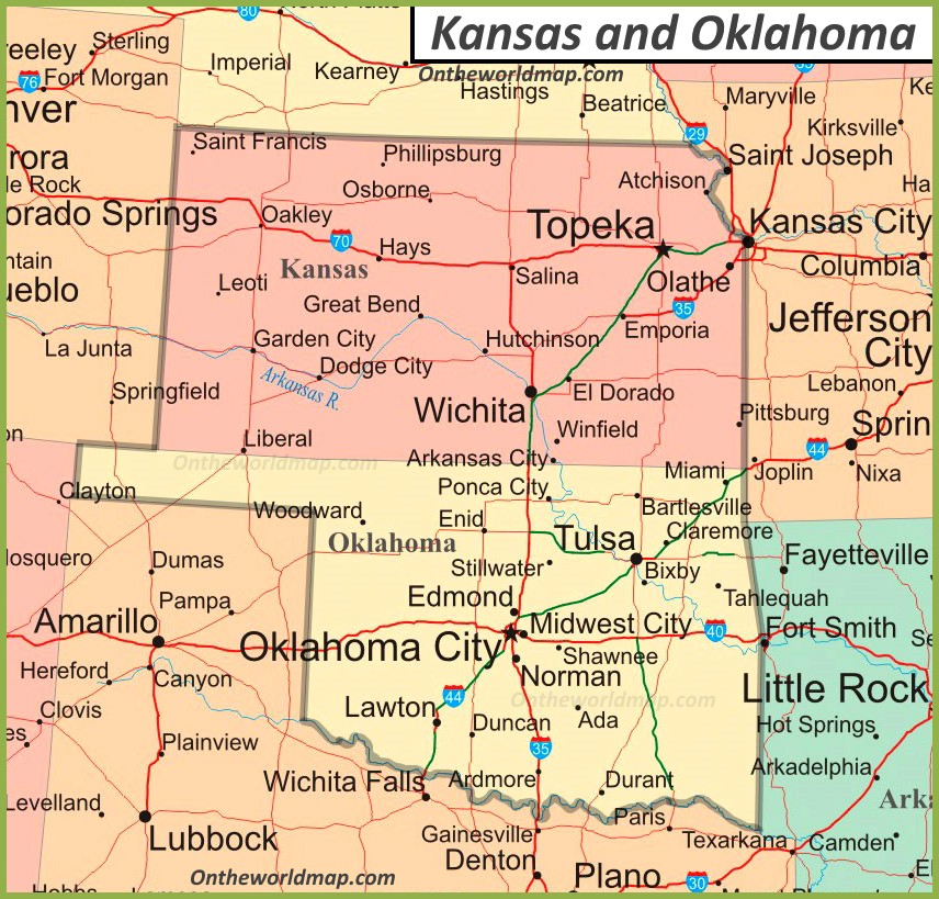 map of oklahoma and kansas - free printable map of oklahoma