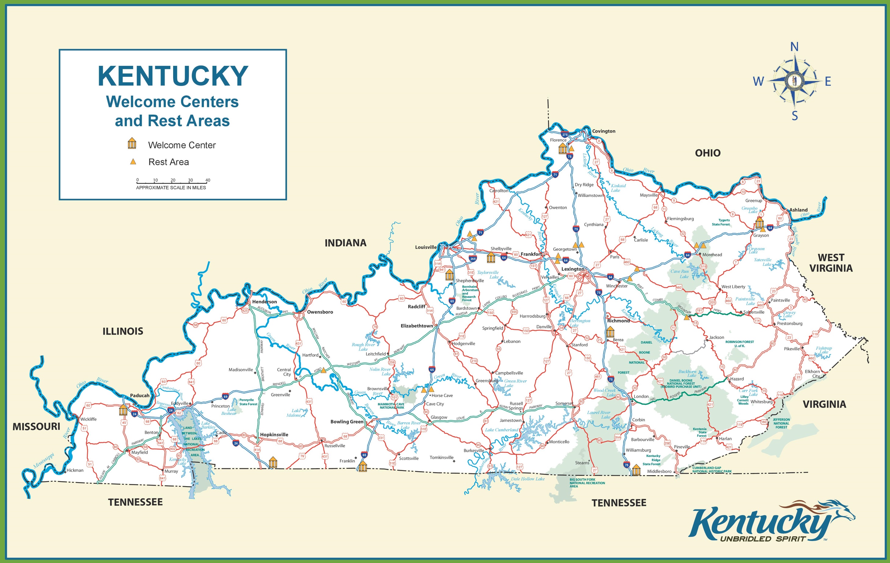 Kentucky Tourist Map Ontheworldmap Com   Kentucky Tourist Map 