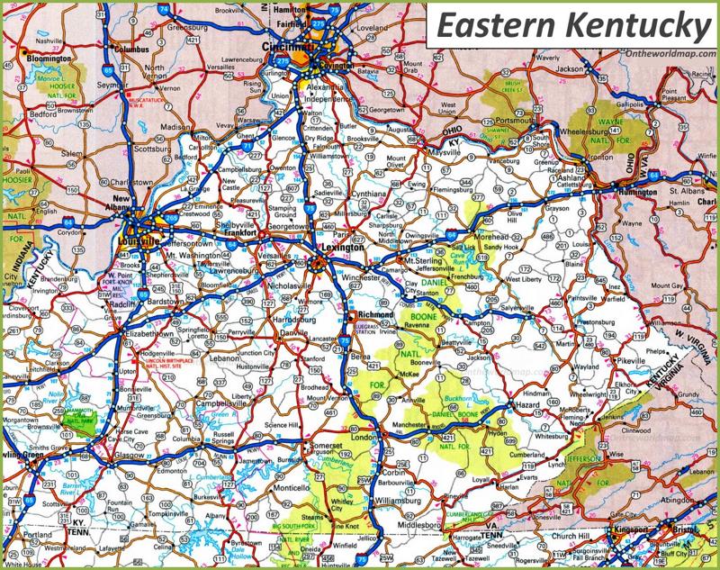 Map of Eastern Kentucky