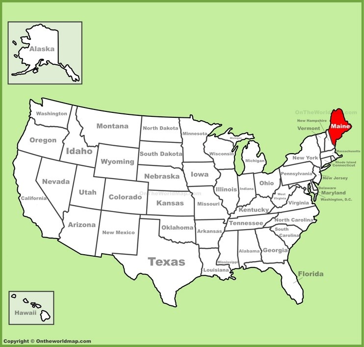 Maine location on the U.S. Map