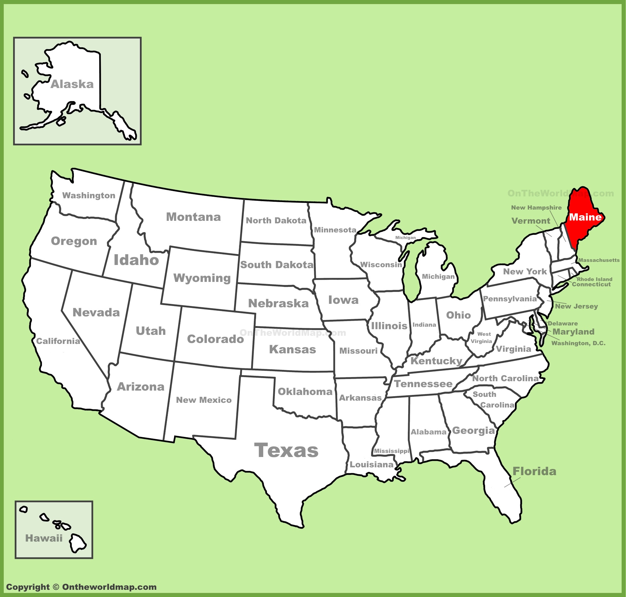 Where is Maine in the USA map?