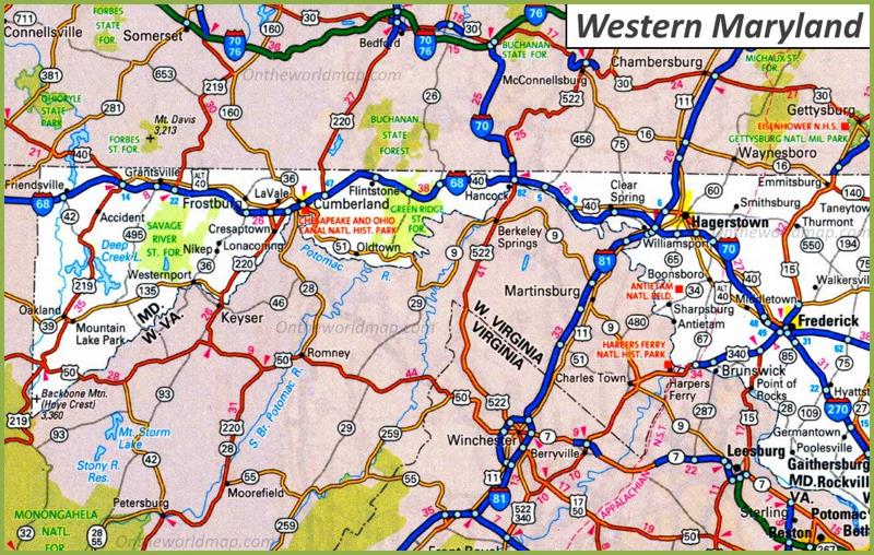 Map of Western Maryland