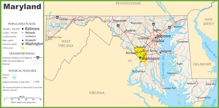 Maryland highway map