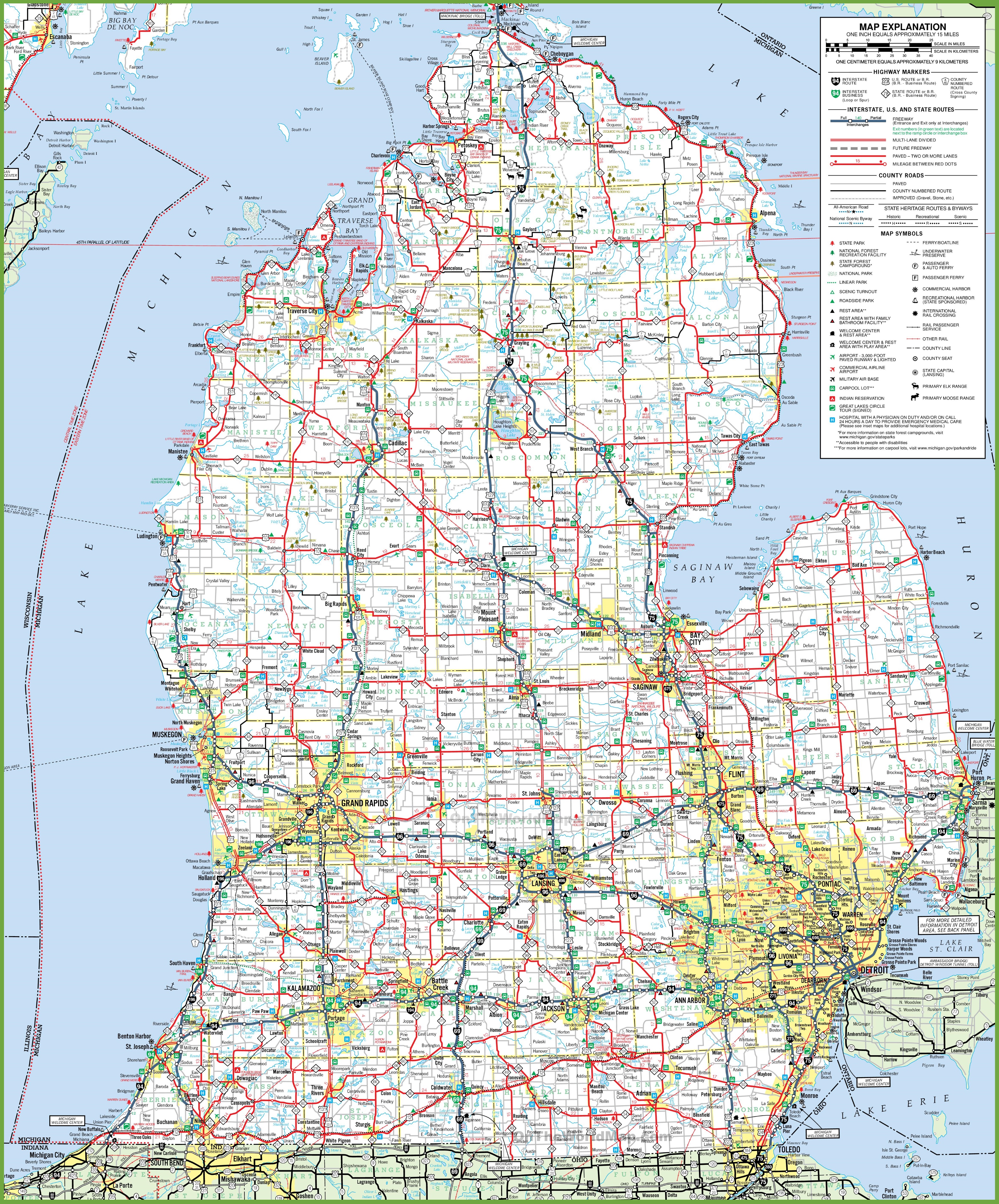 Map Of Michigan Cities And Towns Map Of Lower Peninsula Of Michigan
