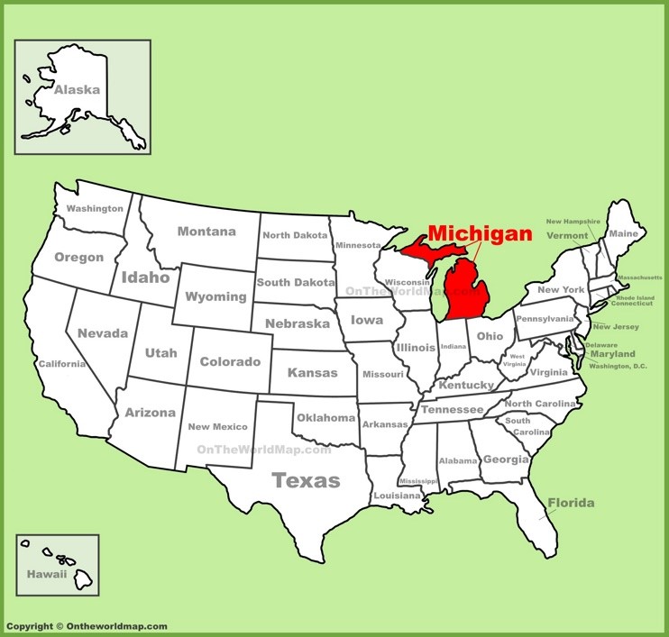 Michigan location on the U.S. Map