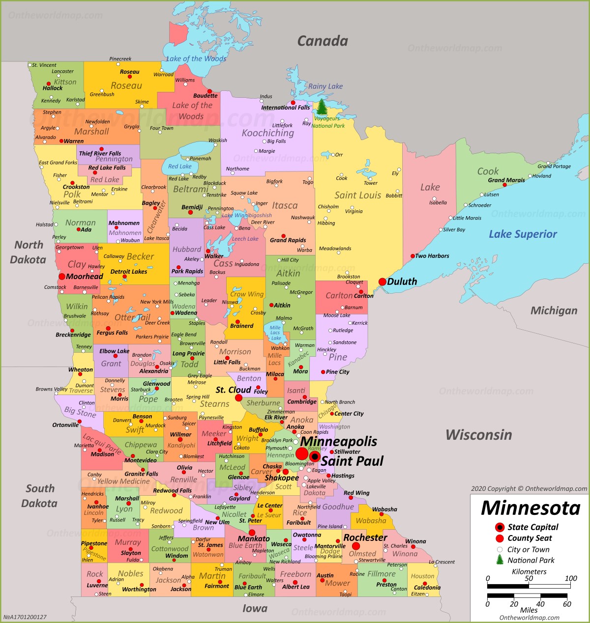 Map Of Minnesota With Cities Minnesota State Map | Usa | Maps Of Minnesota (Mn)