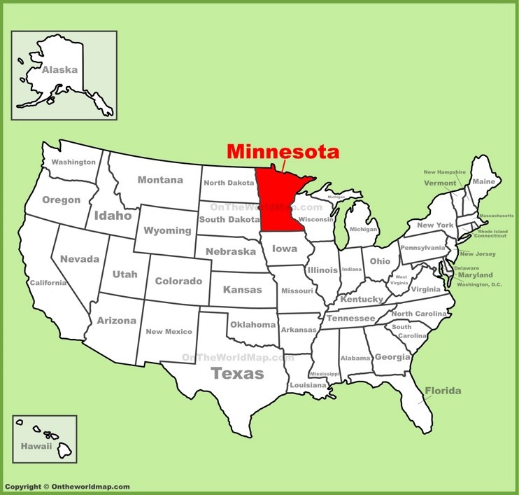 Minnesota location on the U.S. Map