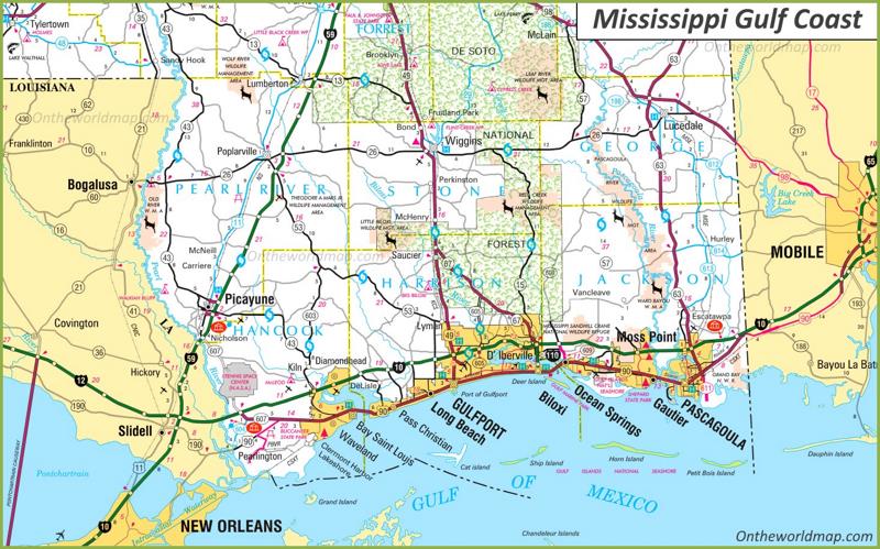 Map of Mississippi Gulf Coast