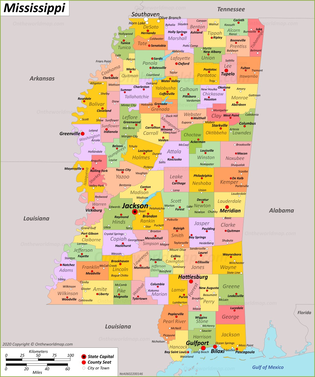 Mississippi State Map | USA | Maps of Mississippi (MS)