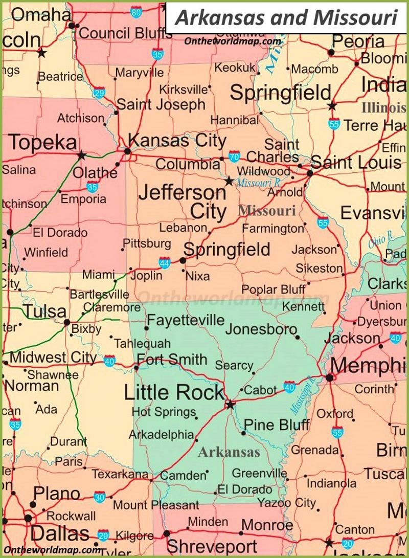 Map Of Missouri Arkansas And Oklahoma - Miami Zip Code Map