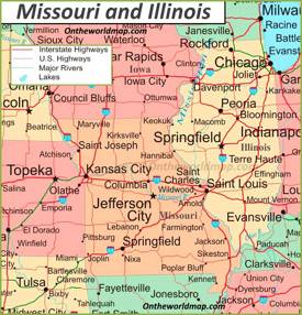 Map of Missouri and Illinois