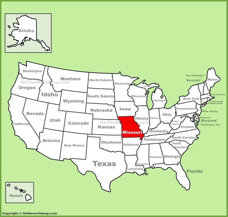 Missouri location on the U.S. Map