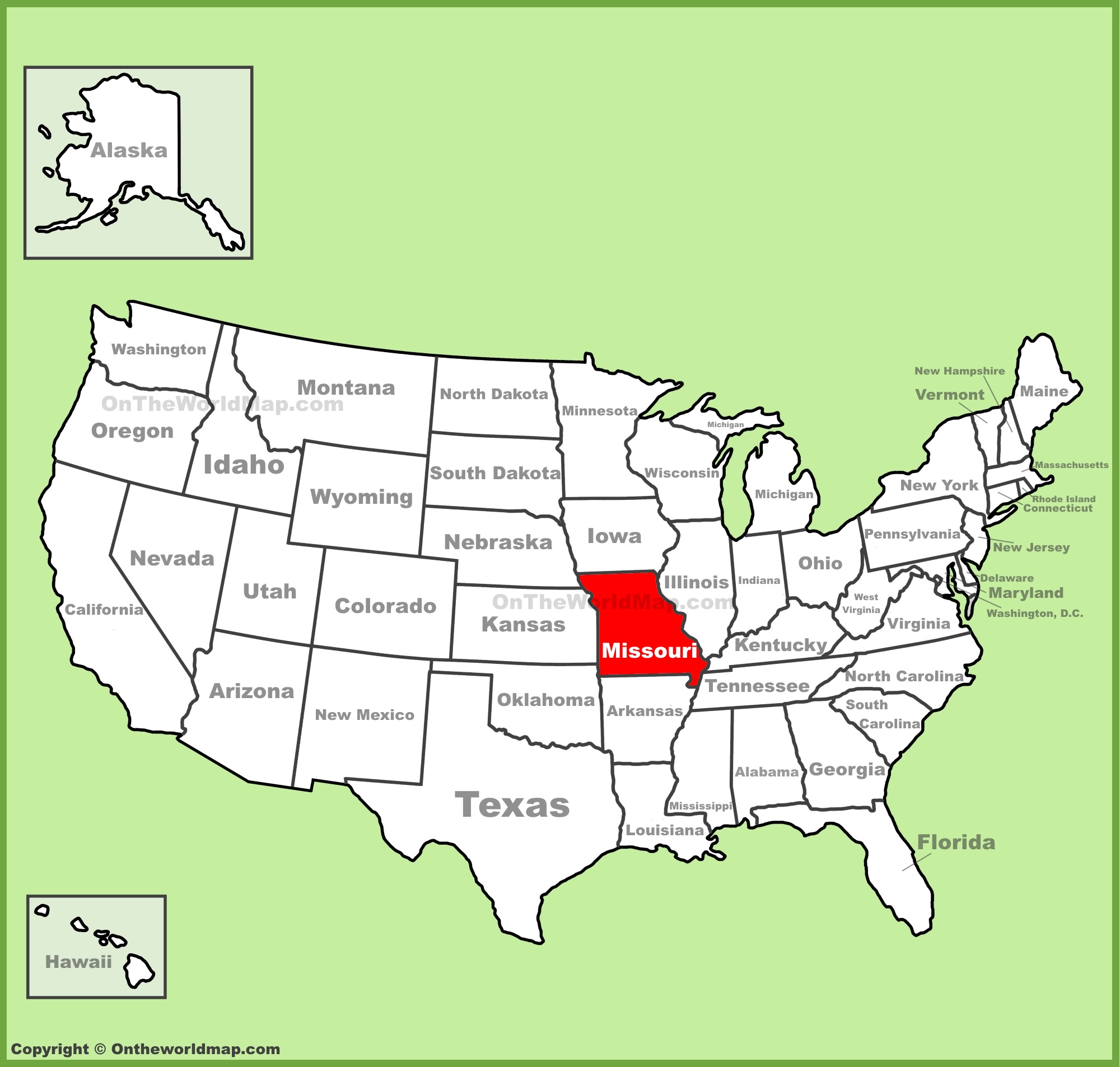 Missouri location on the U.S. Map