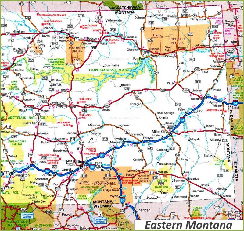 Map of Eastern Montana