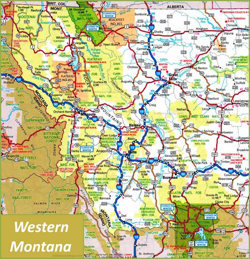 Map of Western Montana