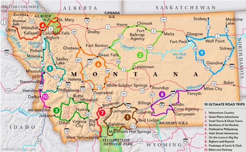 Montana Road Trips Map