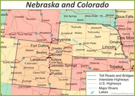 Map of Nebraska And Colorado