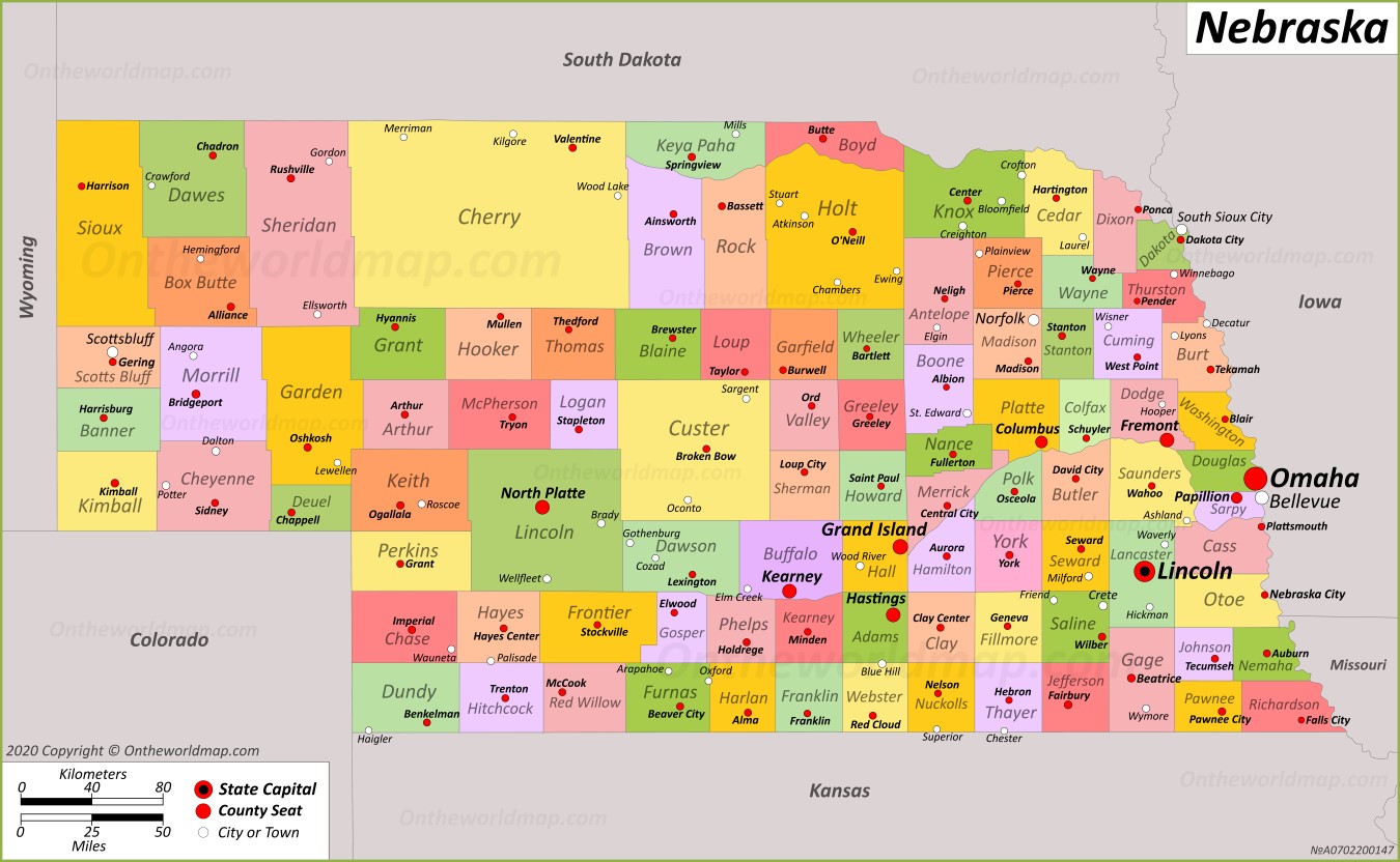 Map Of All Nebraska Towns Map Of All Nebraska Towns