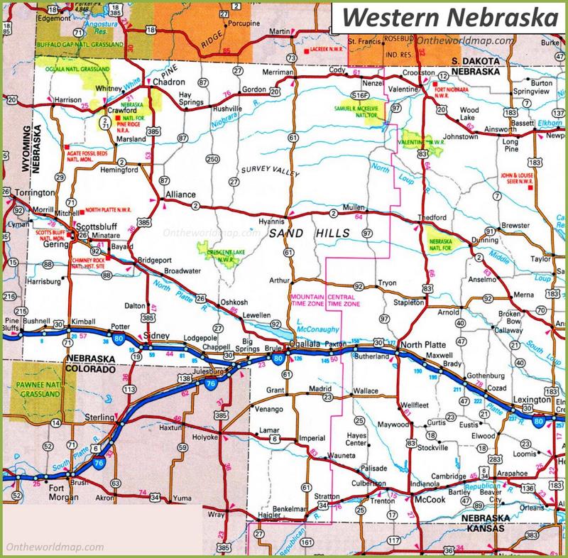 Map of Western Nebraska