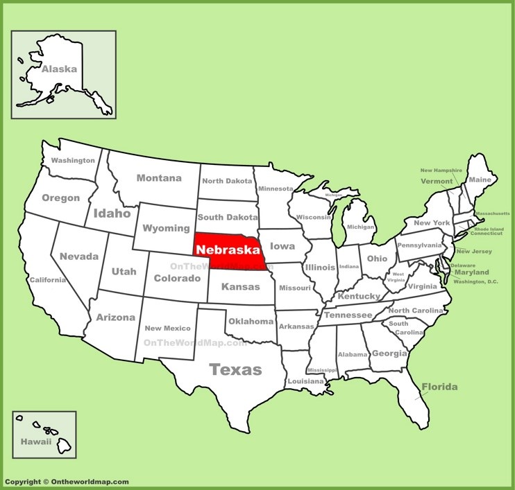 Nebraska location on the U.S. Map
