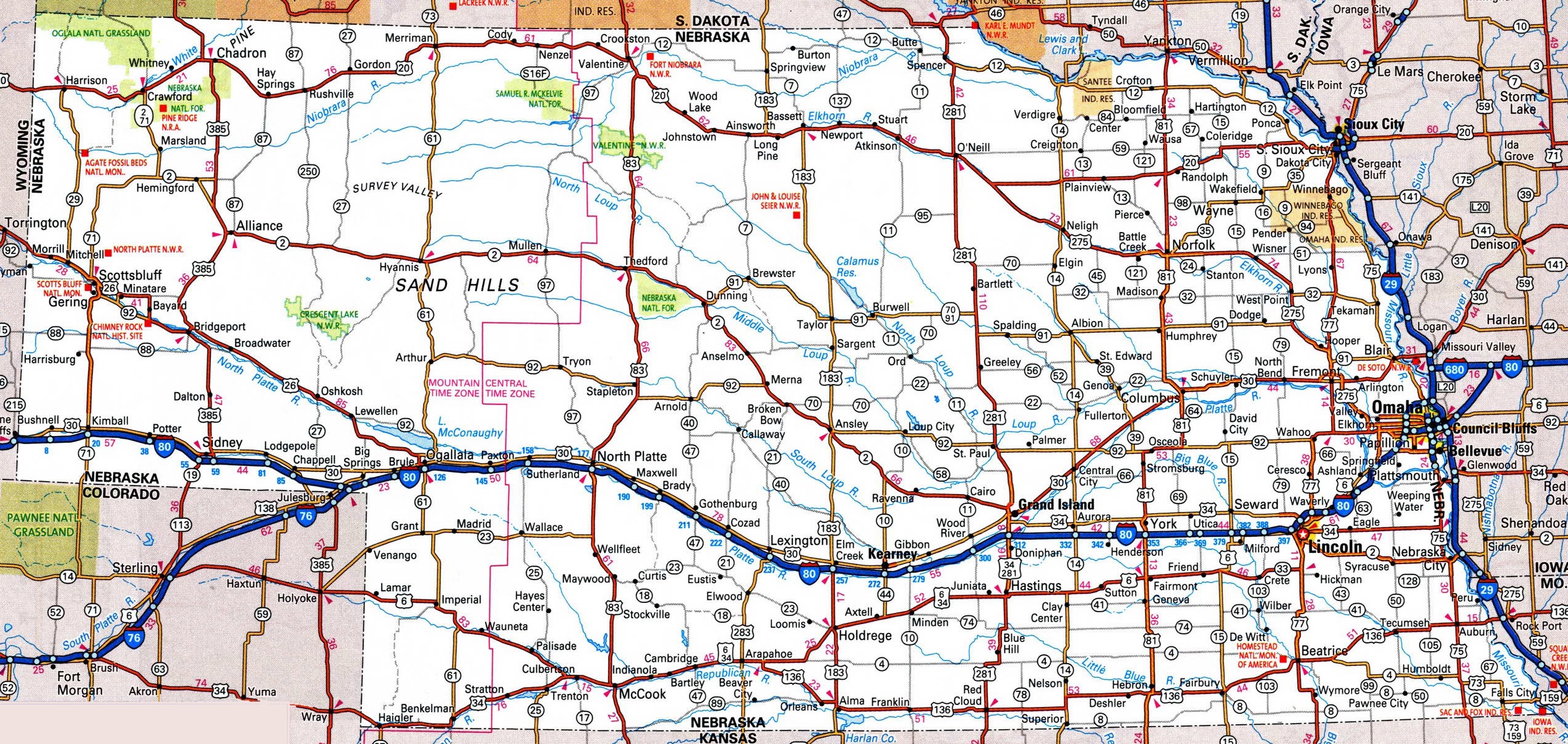 Nebraska State Map With Towns Nebraska Road Map