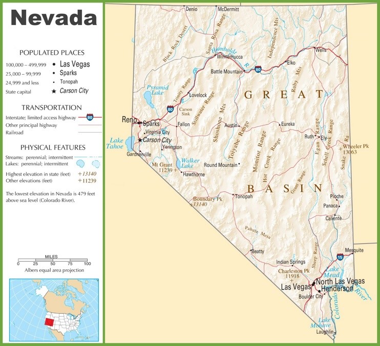 Nevada highway map