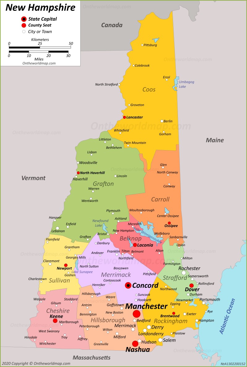 New Hampshire State Map USA Maps of New Hampshire (NH)