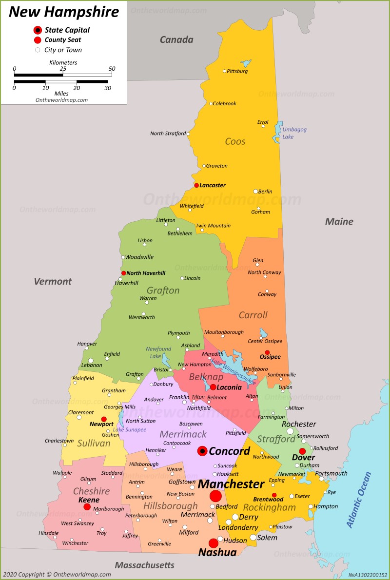 New Hampshire State Map USA Detailed Maps Of New Hampshire NH 