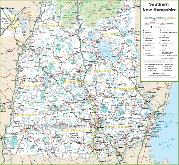Map of Southern New Hampshire