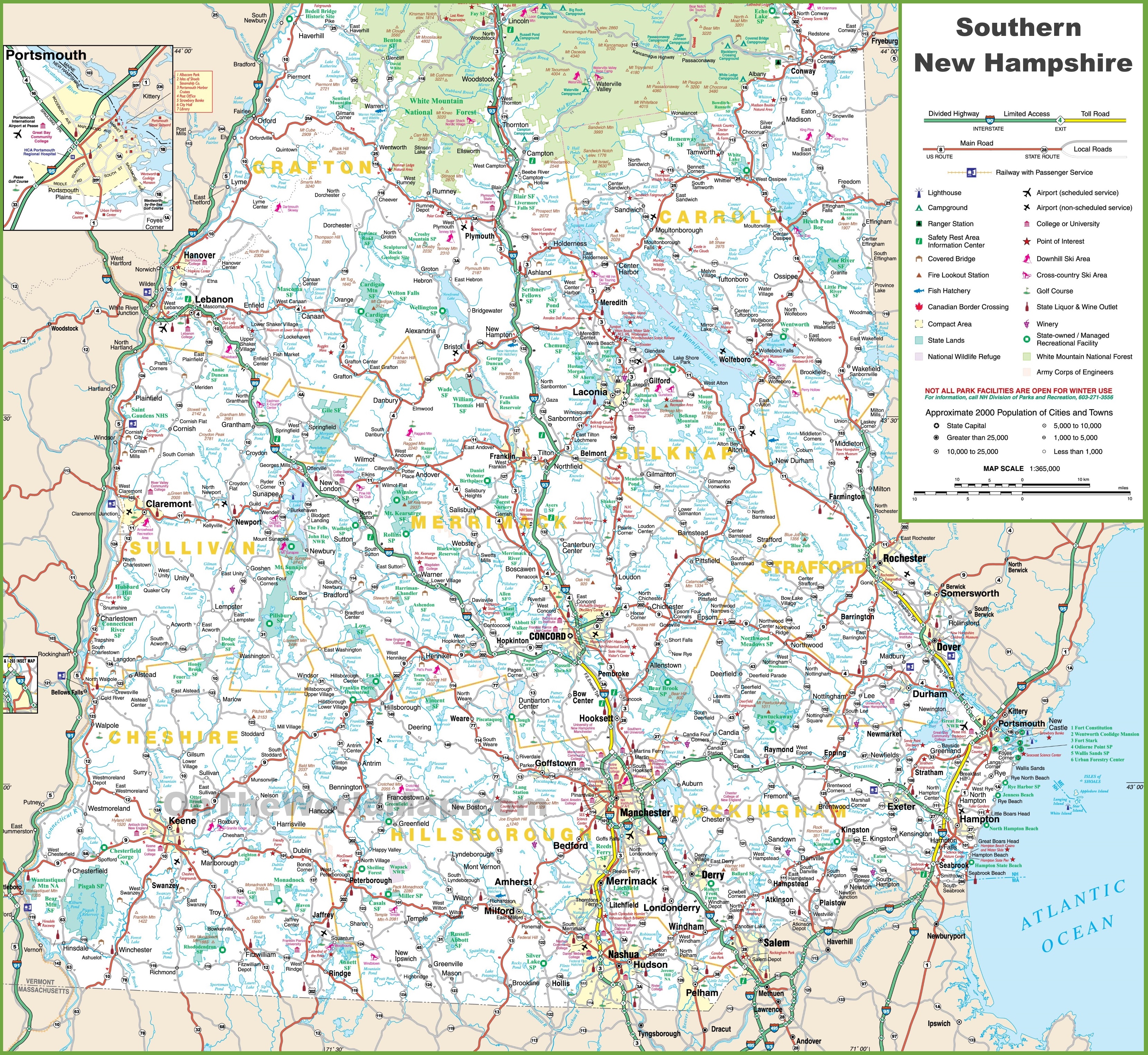 Map of Southern New Hampshire