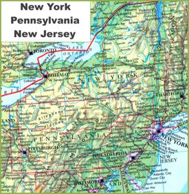 Map of New York, Pennsylvania and New Jersey