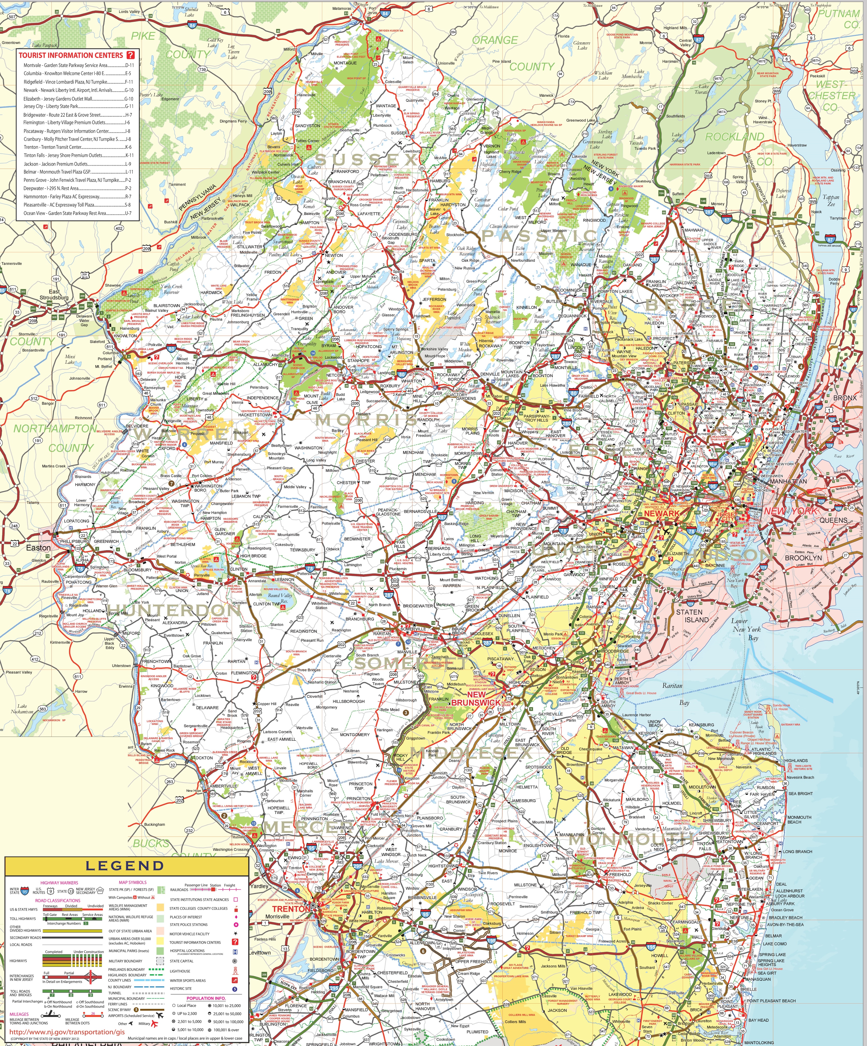 North Jersey Map With Towns Map Of Northern New Jersey